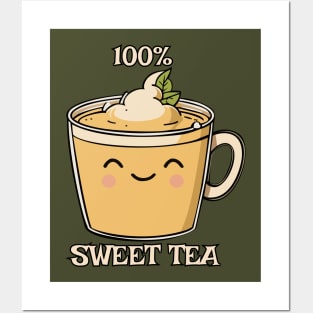 100% Sweet Tea Funny Pun Posters and Art